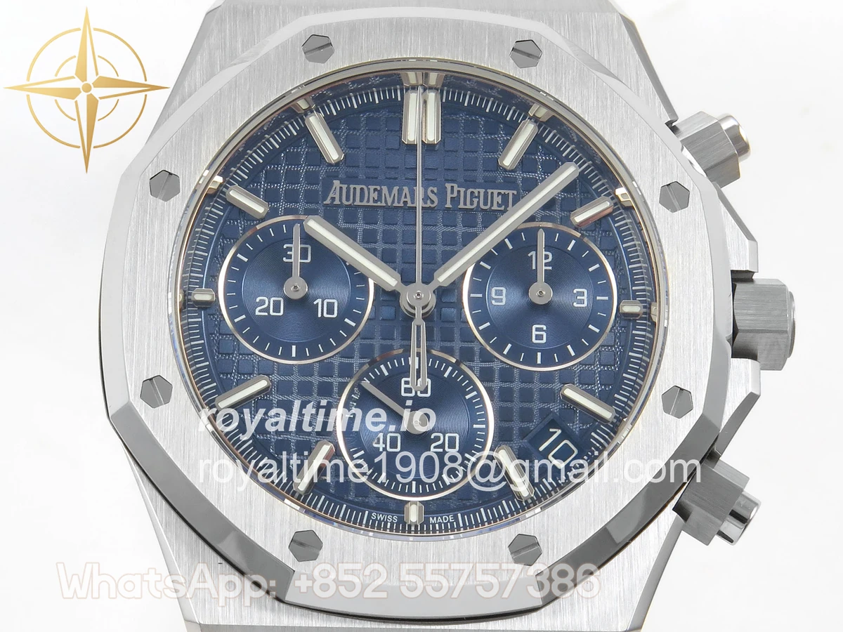 Audemars Piguet Royal Oak Chrono 26240 SS DDF Blue Dial on Blue Rubber Strap DD4401 (SW Dial) - Image 2