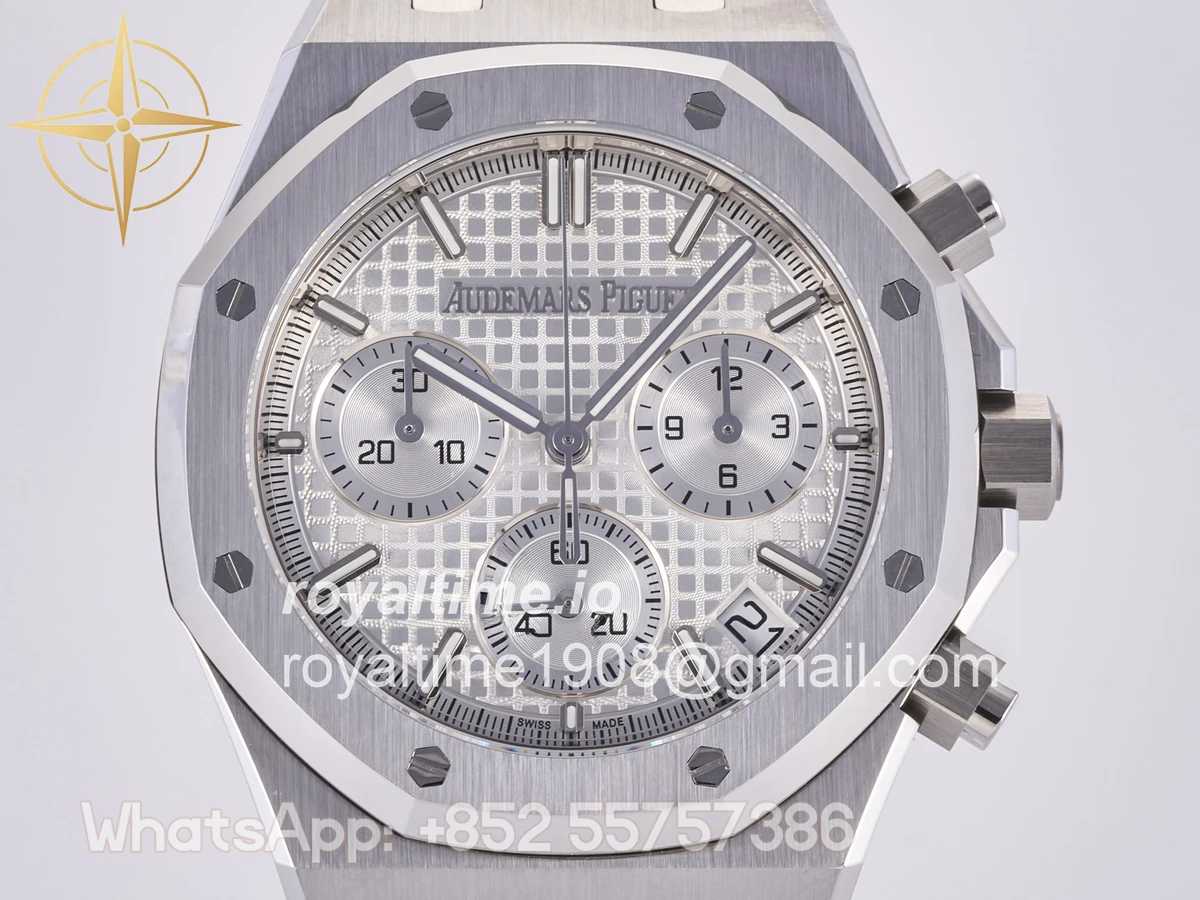 Audemars Piguet Royal Oak Chrono 26240 SS DDF Silver Dial on White Rubber Strap DD4401 (50th Anniversary) - Image 2