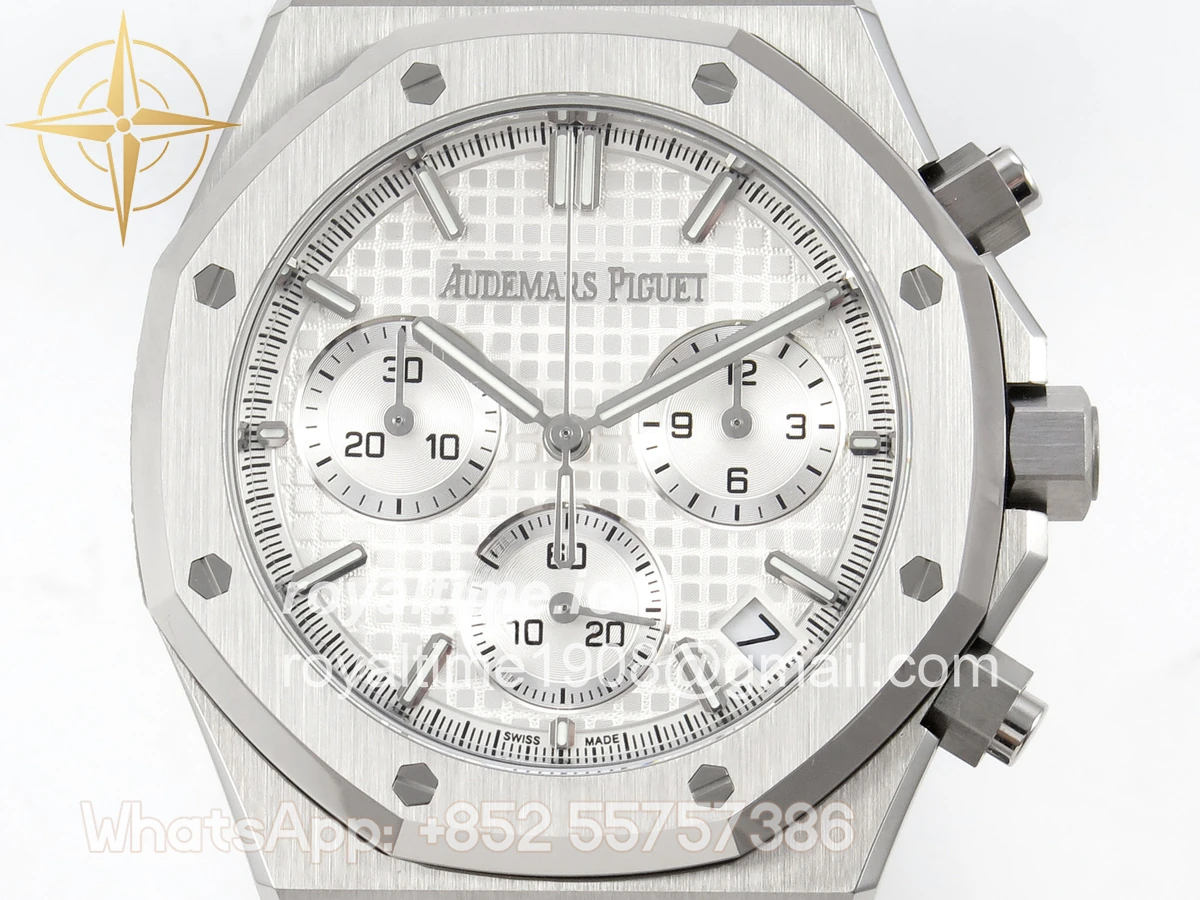 Audemars Piguet Royal Oak Chrono 26240 SS DDF White Dial on Black Rubber Strap DD4401 (SW Dial) - Image 2