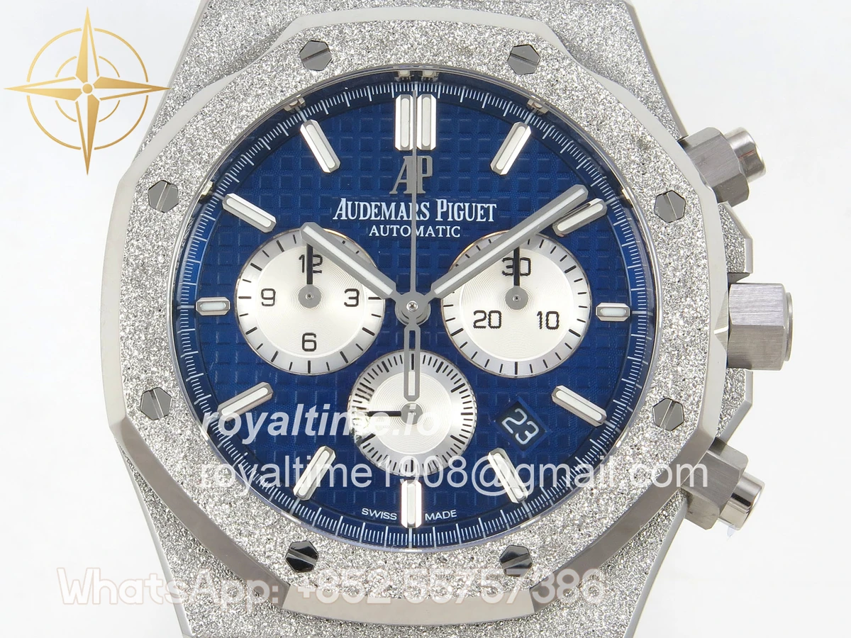 Audemars Piguet Royal Oak Chrono 26331 Frosted SS APSF Blue/White Dial on Bracelet A2385 - Image 2