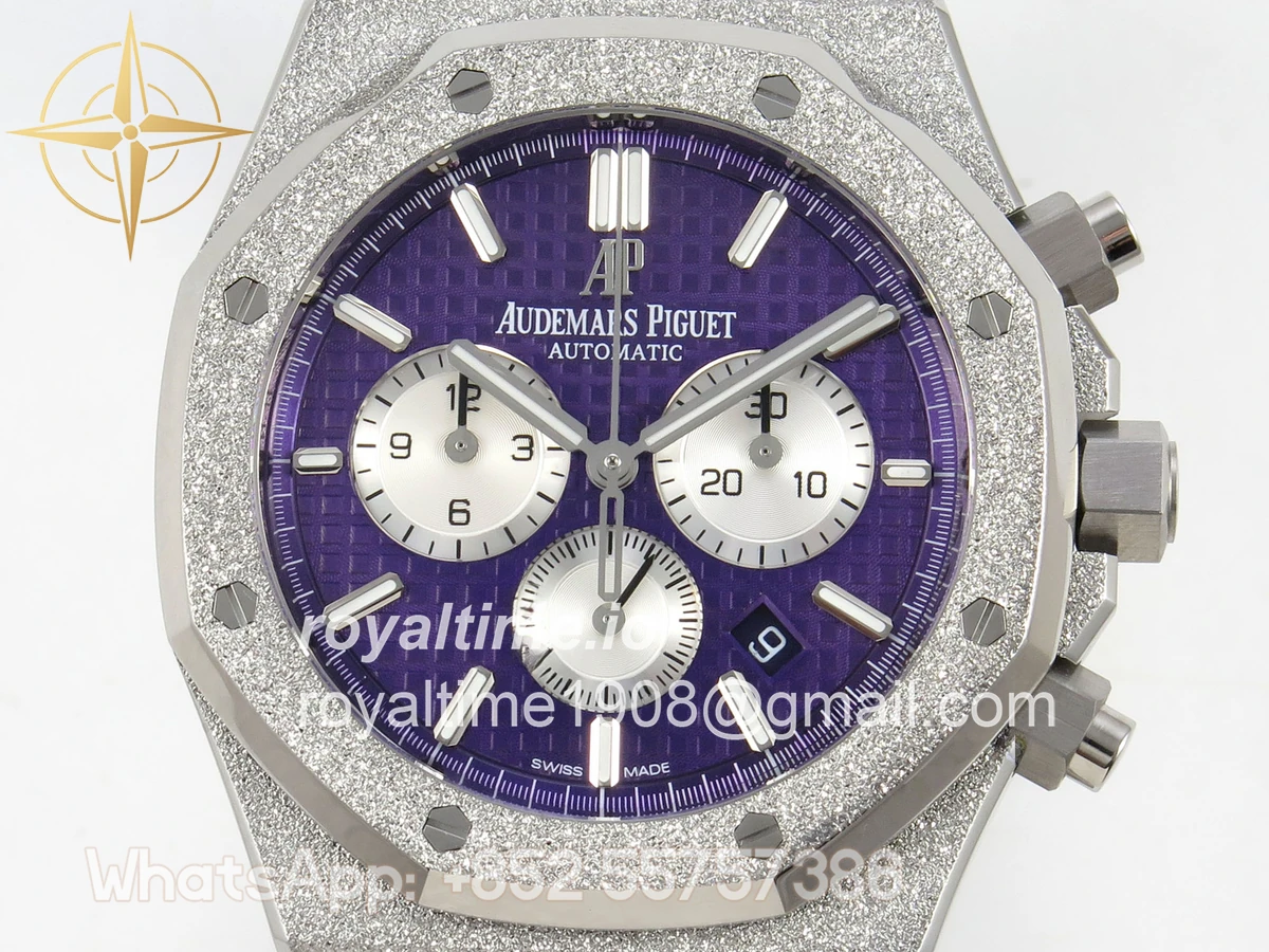 Audemars Piguet Royal Oak Chrono 26331 Frosted SS APSF Purple/White Dial on Bracelet A2385 - Image 2