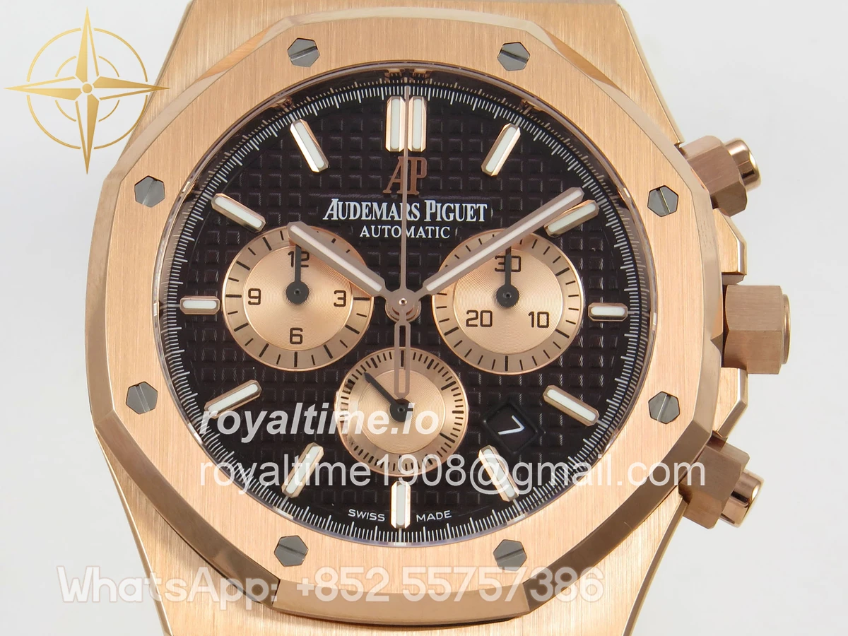 Audemars Piguet Royal Oak Chrono 26331 RG APWF Brown/RG Dial on Brown Leather Strap A2385 - Image 2