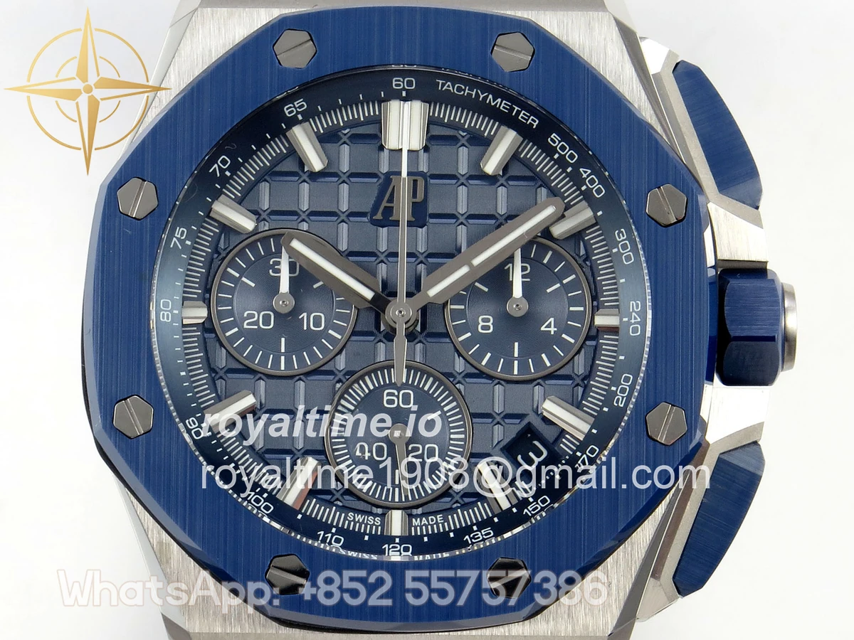 Audemars Piguet Royal Oak Offshore 43mm 26420 Ceramic Bezel SS DDF Blue Dial On Blue Rubber Strap DD4401 - Image 2