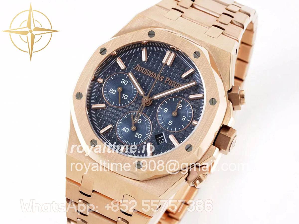 Audemars Piguet Royal Oak Self-Winding Chronograph Blue Dial in Rose Gold - Image 3
