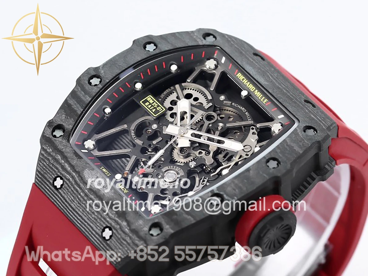 Richard Mille RM 035-01 Rafael Nadal NTPT Carbon on Red Rubber Strap - Image 3