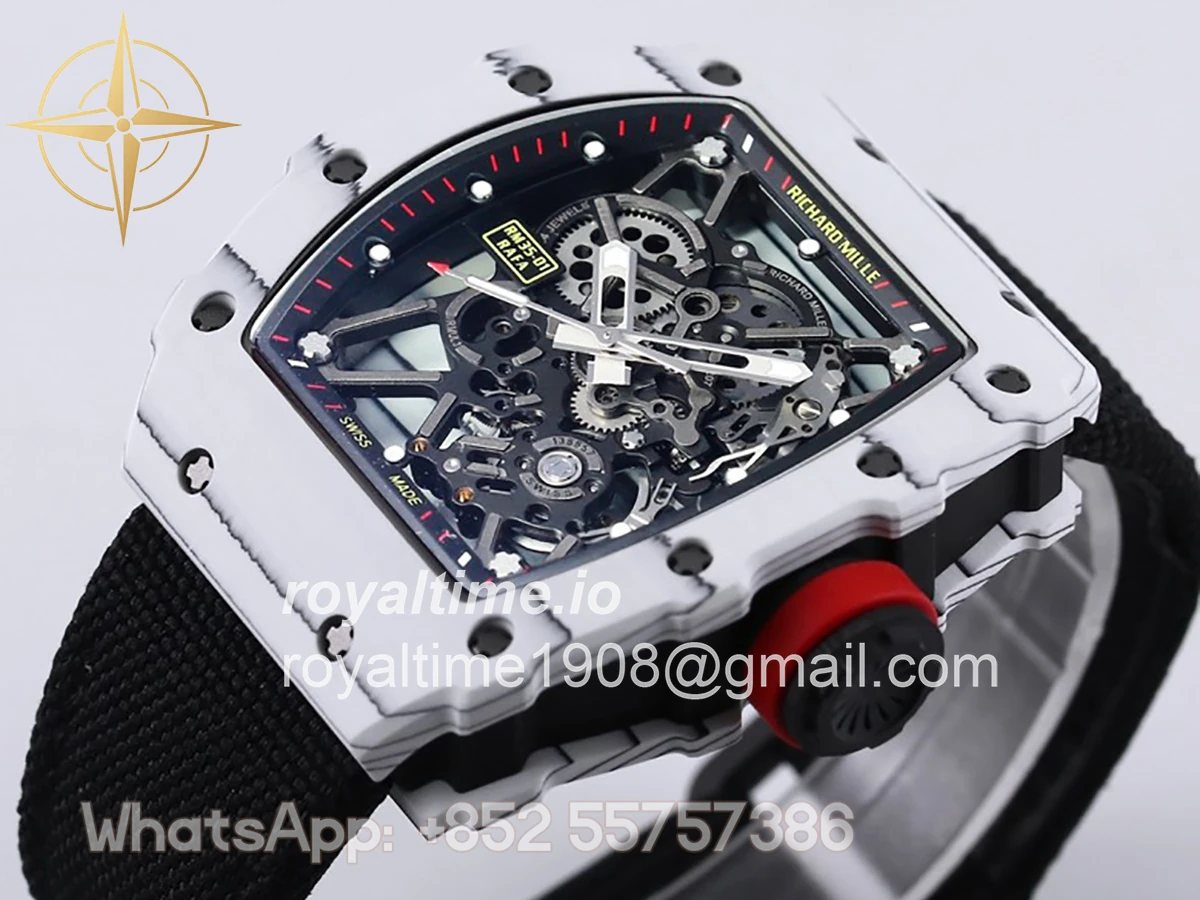 Richard Mille RM 035-01 Rafael Nadal White NTPT on Black Nylon Strap - Image 3