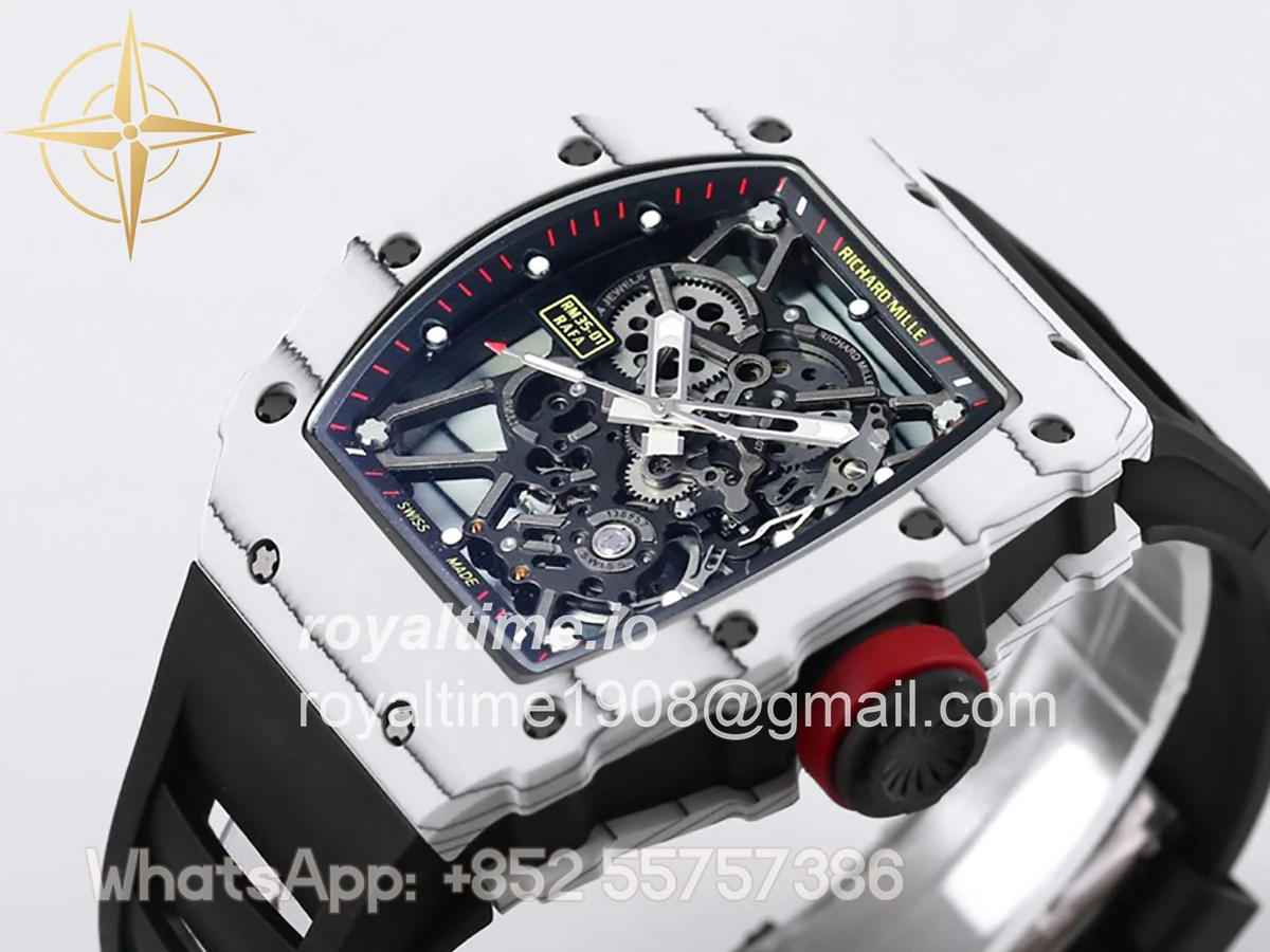 Richard Mille RM 035-01 Rafael Nadal White NTPT on Black Rubber Strap - Image 3