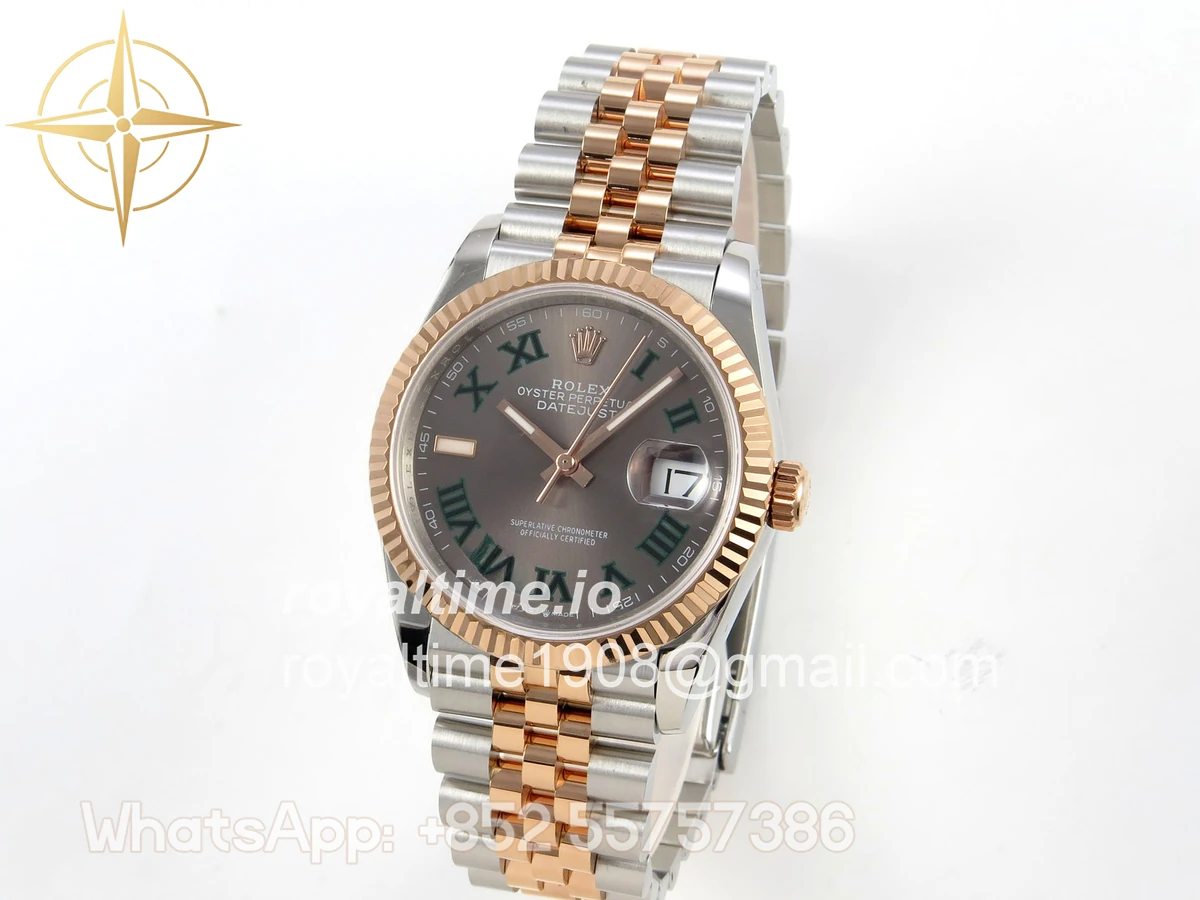 Rolex DateJust 36 126231 QF Gray Dial Green Roman on Jubilee Bracelet QF3235 - Image 3