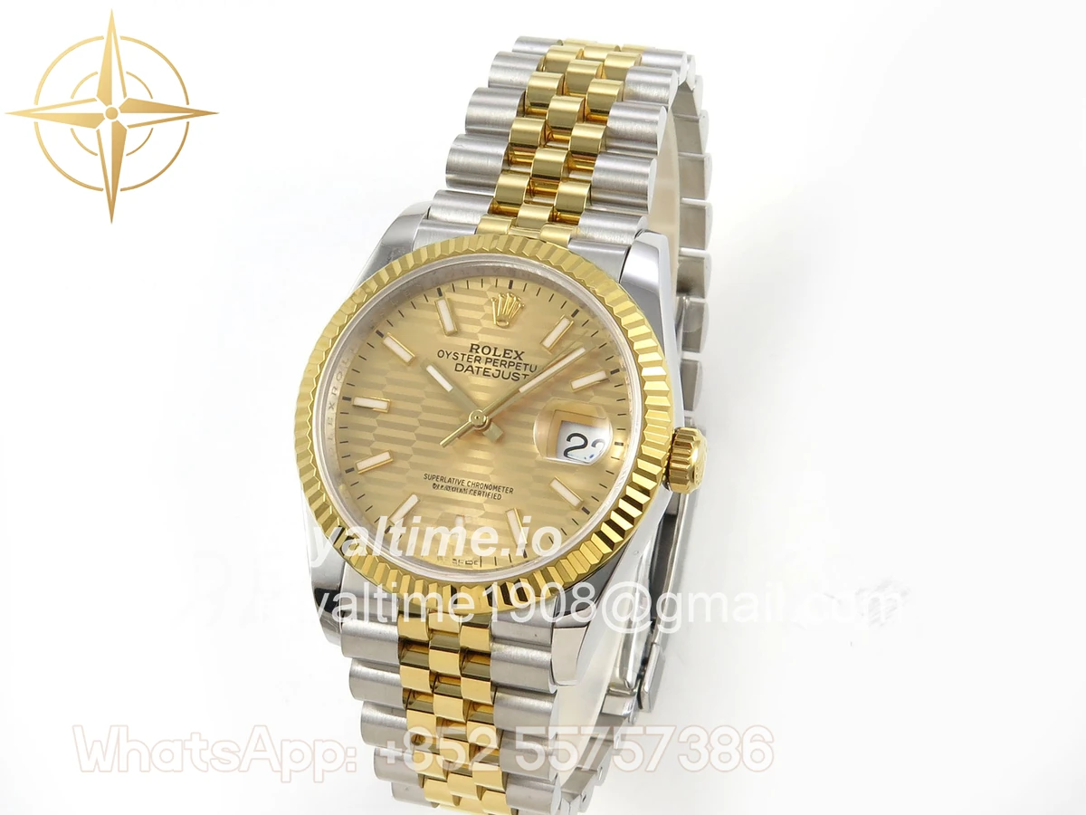 Rolex DateJust 36 126233 QF YG Textured Stick Dial on Jubilee Bracelet QF3235 - Image 3