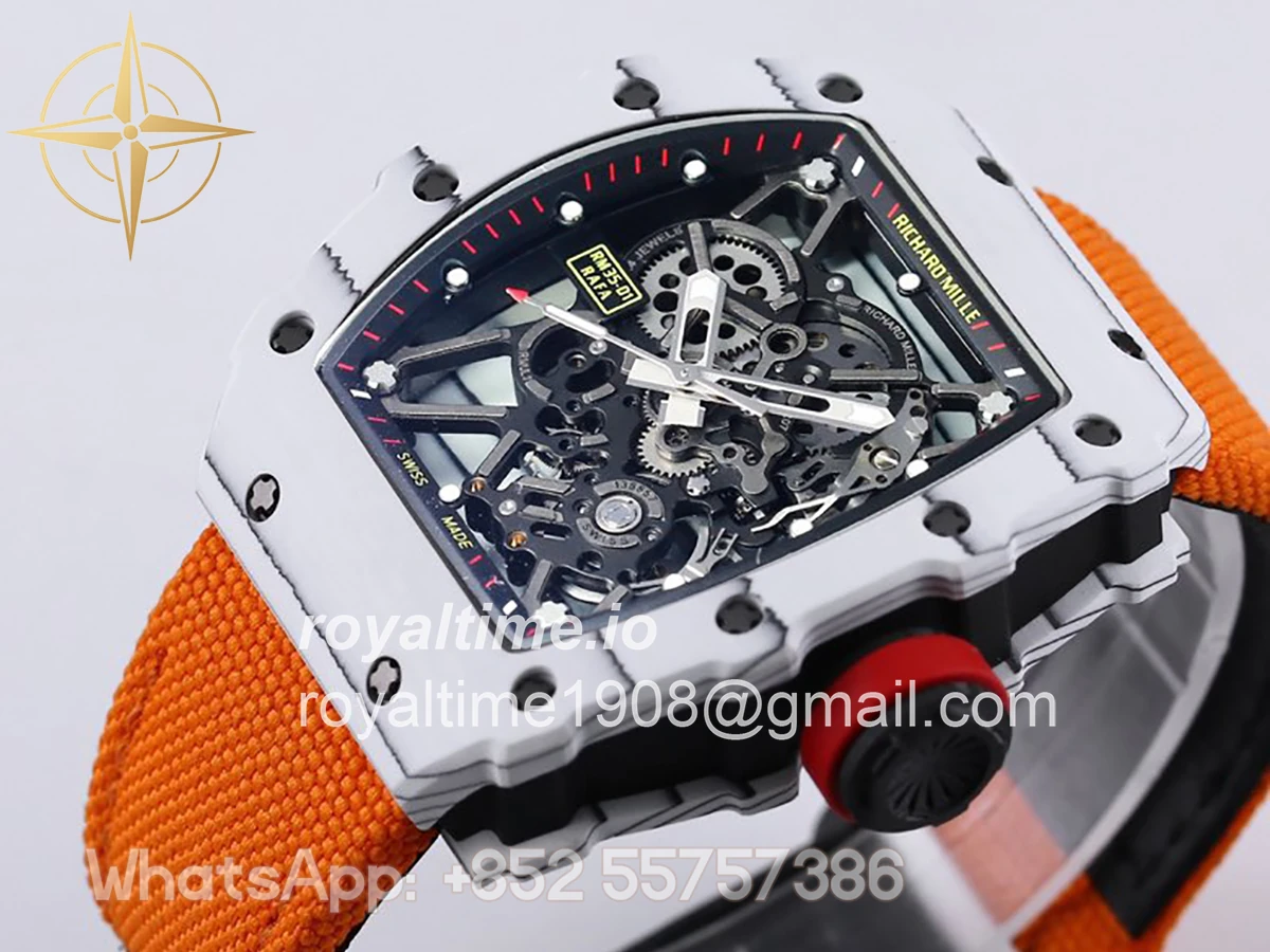 Richard Mille RM 035-01 Rafael Nadal White NTPT on Orange Nylon Strap - Image 3