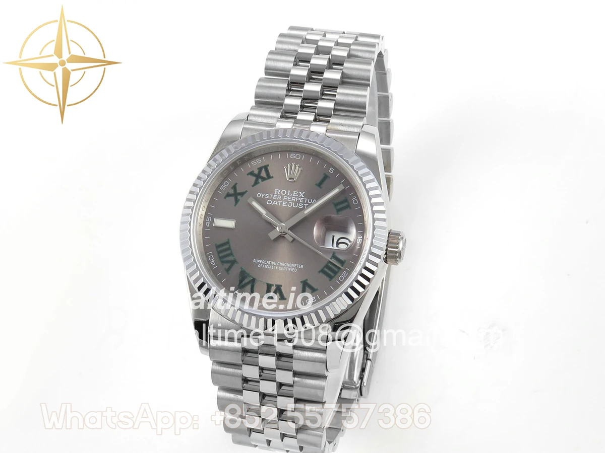 Rolex DateJust 36 126234 QF Gray Dial Green Roman on Jubilee Bracelet QF3235 - Image 3