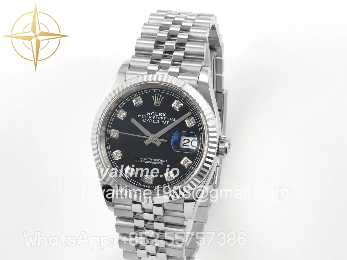 Rolex DateJust 36 126334 904L SS Clean Plus Black Diamonds Dial on Jubilee Bracelet DD3235 - Image 3