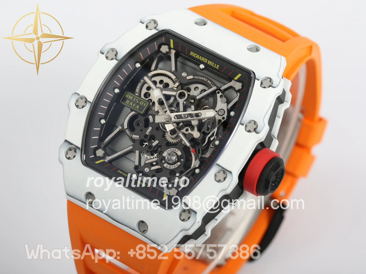 Richard Mille RM 035-01 Rafael Nadal White NTPT on Orange Rubber Strap - Image 3