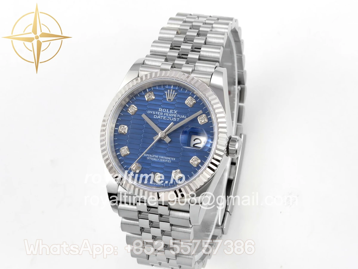 Rolex DateJust 36 SS 126234 ARF Blue Textured Diamonds Dial on Jubilee Bracelet DD3235 - Image 3