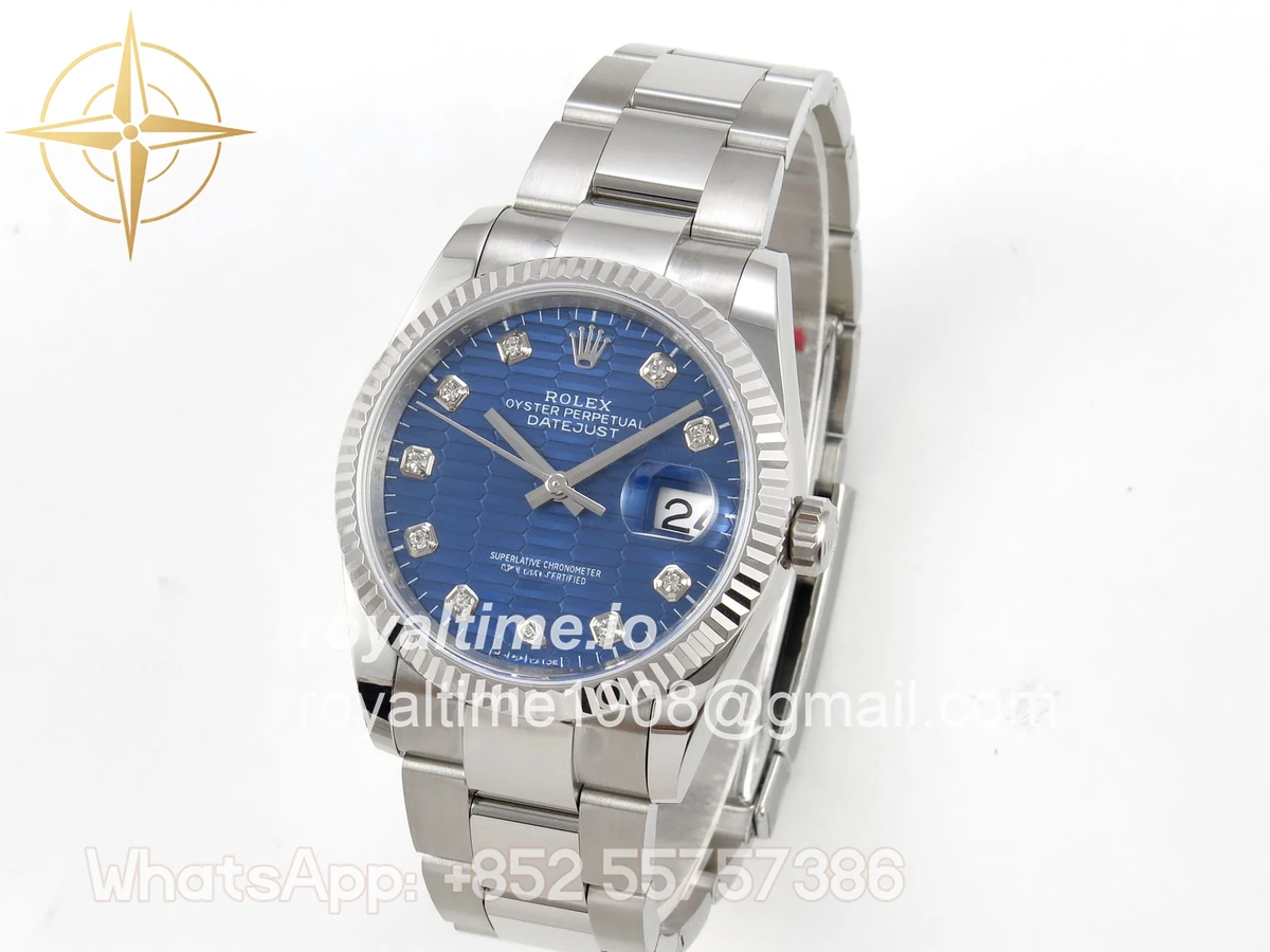 Rolex DateJust 36 SS 126234 ARF Blue Textured Diamonds Dial on Oyster Bracelet DD3235 - Image 3