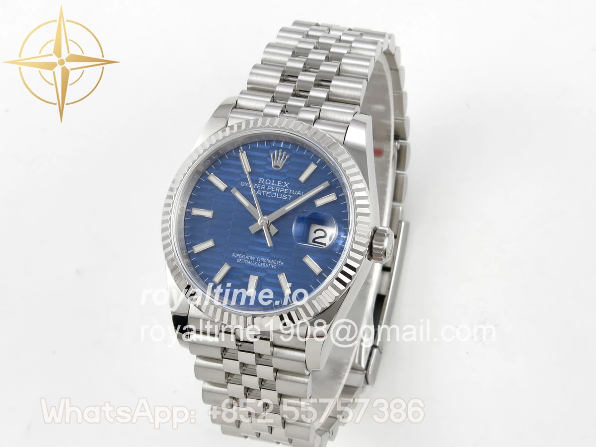 Rolex DateJust 36 SS 126234 ARF Blue Textured Stick Dial on Jubilee Bracelet DD3235 - Image 3