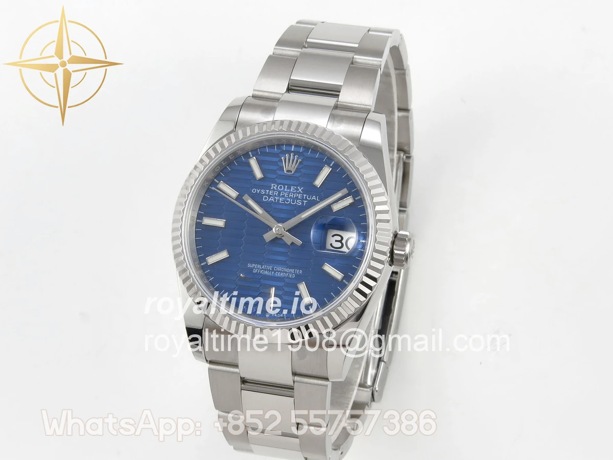 Rolex DateJust 36 SS 126234 ARF Blue Textured Stick Dial on Oyster Bracelet DD3235 - Image 3