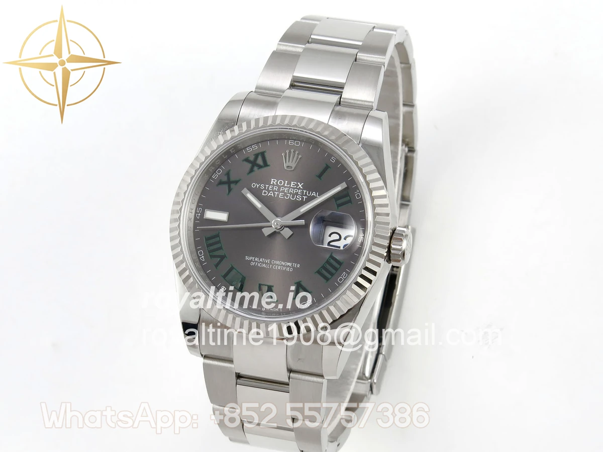 Rolex DateJust 36 SS 126234 ARF Gray Dial Green Roman on Oyster Bracelet DD3235 - Image 3