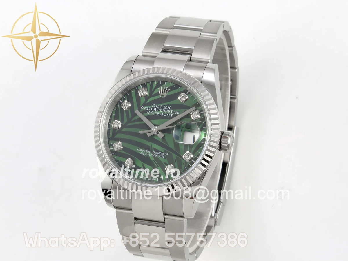 Rolex DateJust 36 SS 126234 ARF Green Leaves Diamonds Dial on Oyster Bracelet DD3235 - Image 3
