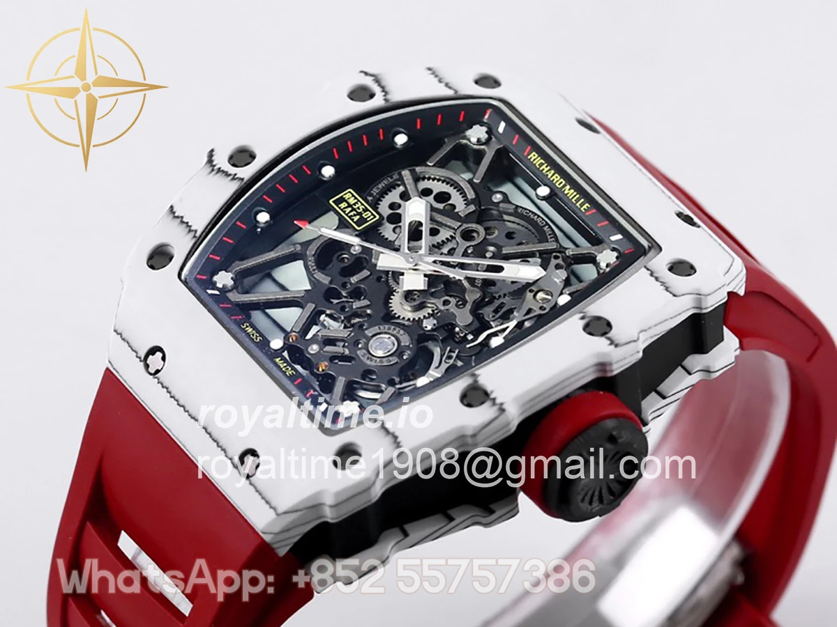 Richard Mille RM 035-01 Rafael Nadal White NTPT on Red Rubber Strap - Image 3