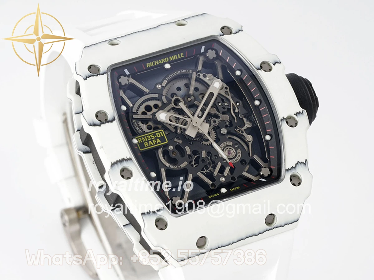 Richard Mille RM 035-01 Rafael Nadal White NTPT on White Rubber Strap (Sonic) - Image 3