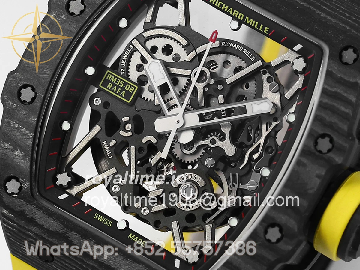 Richard Mille RM 035-02 Rafael Nadal NTPT Carbon on Yellow Rubber Strap - Image 3