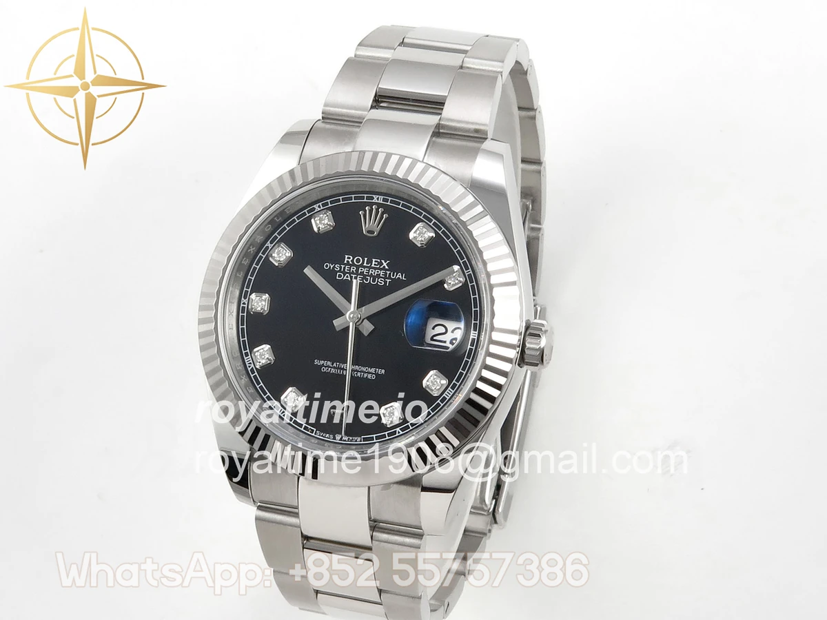 Rolex DateJust 41 126334 904L SS SCF Black Diamonds Dial on Oyster Bracelet VR3235 - Image 3