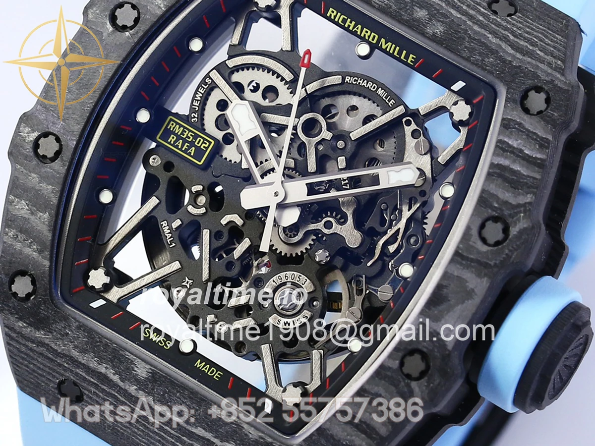 Richard Mille RM 035-02 Rafael Nadal NTPT Carbon on Blue Rubber Strap - Image 3