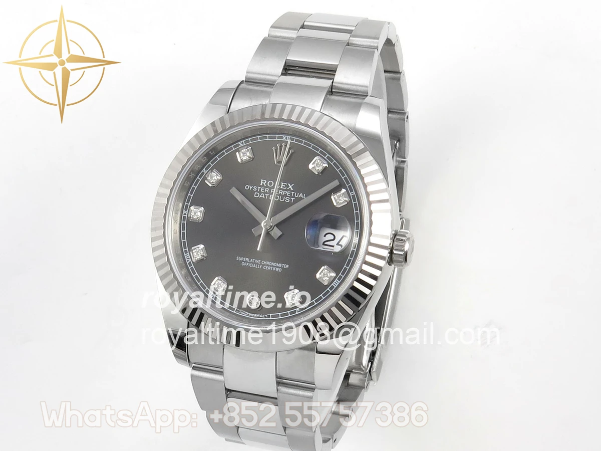 Rolex DateJust 41 126334 904L SS SCF Gray Diamonds Dial on Oyster Bracelet VR3235 - Image 3