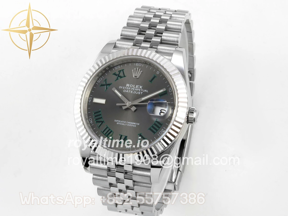 Rolex DateJust 41 126334 Clean Plus Gray Dial Green Roman on Jubilee Bracelet JH3235 (Free Sprung) Weighted 133g - Image 3