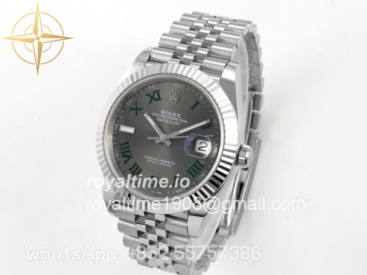 Rolex DateJust 41 126334 ERF Gray Dial Green Roman on Jubilee Bracelet JH3235 (Free Sprung) Weighted 132g - Image 3