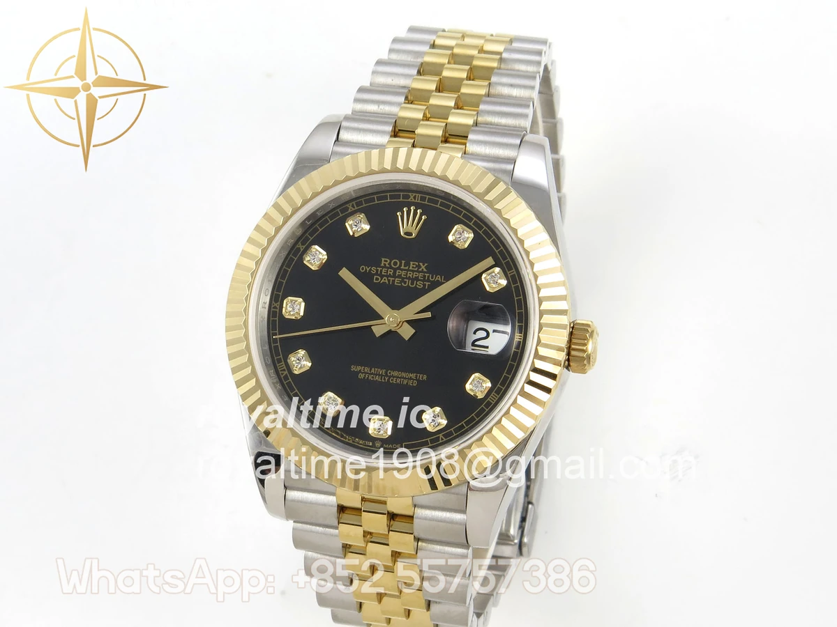 Rolex DateJust 41 126333 QF 904L Steel Black Diamonds Dial on SS/YG Jubilee Bracelet QF3235 (145g) - Image 3