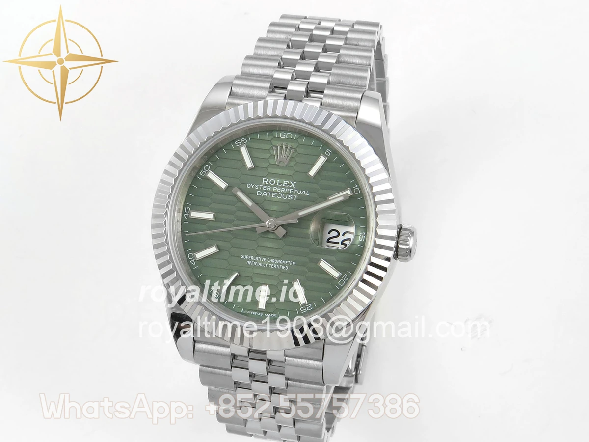Rolex DateJust 41 126334 QF 904L Steel Green Textured Stick Dial on SS Jubilee Bracelet QF3235(145g) - Image 3