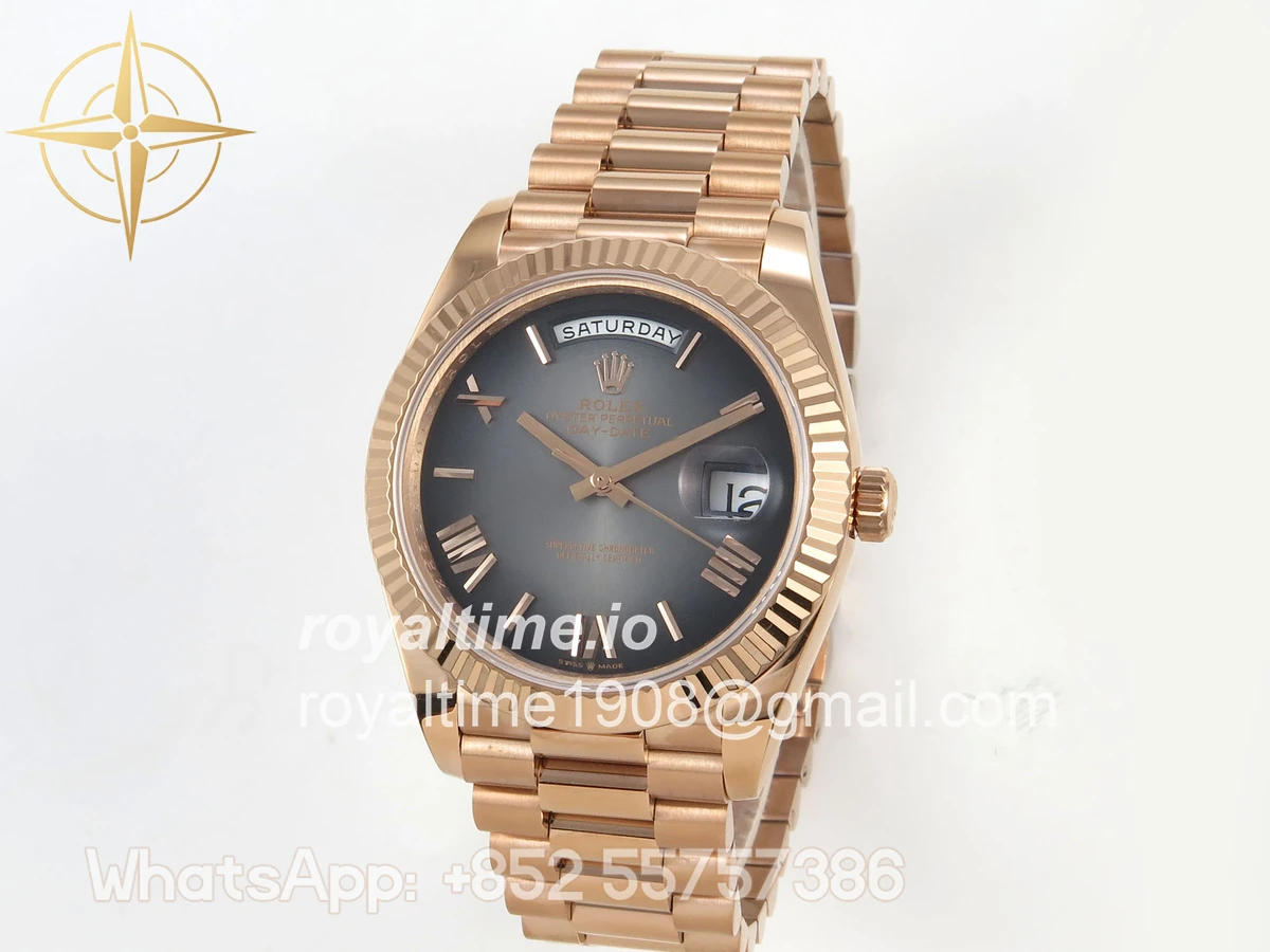 Rolex Day Date 40 RG 228235 QF Gray Roman Dial on President Bracelet VR3255 V8 (190g) - Image 3