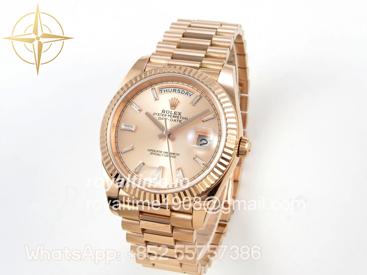 Rolex Day Date 40 RG TMF RG Diamonds Dial on President Bracelet VR3255 (Weighted) 208g - Image 3