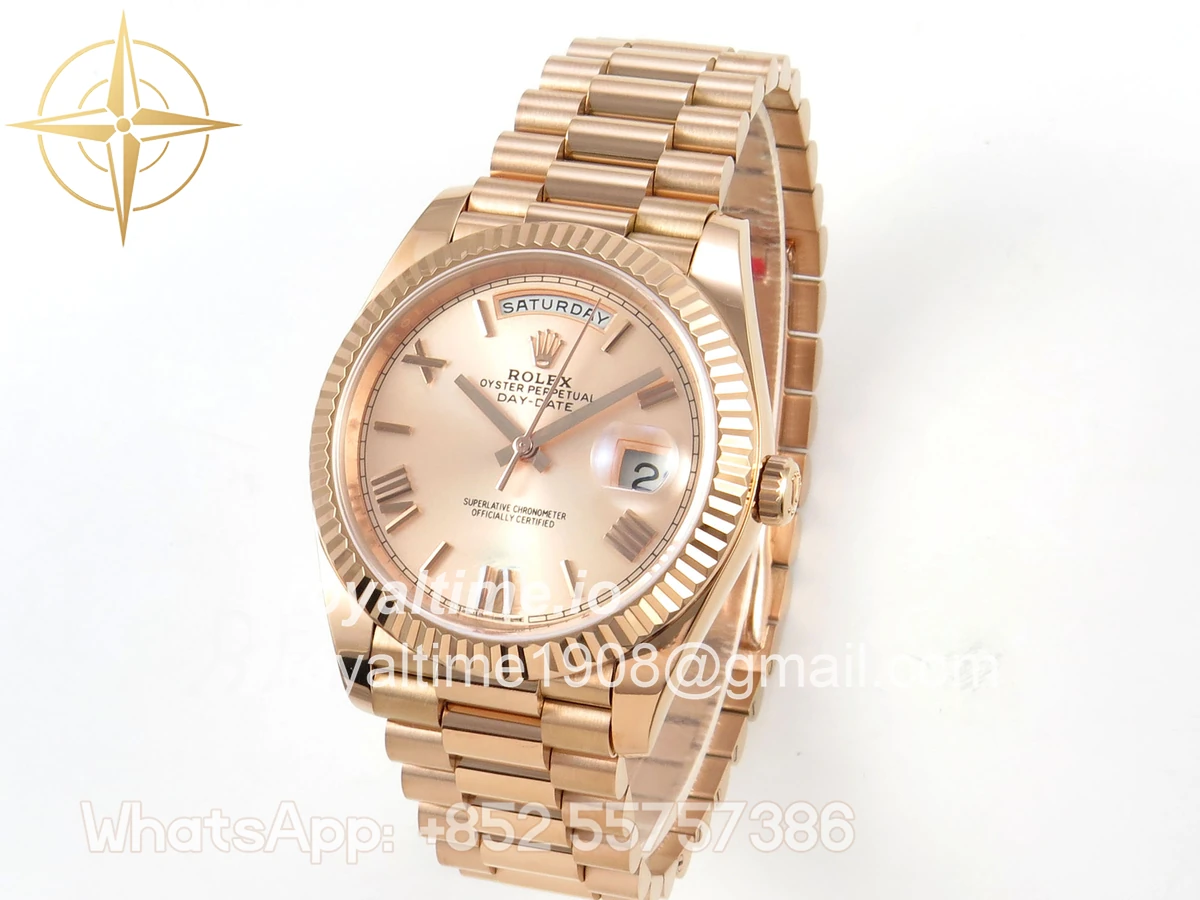 Rolex Day Date 40 RG TMF RG Roman Dial on President Bracelet VR3255 (Weighted) 208g - Image 3