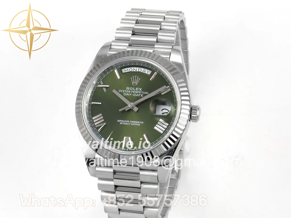 Rolex Day Date 40 SS 228239 QF Green Ombre Roman Dial on President Bracelet A2836 V6 (200g) - Image 3