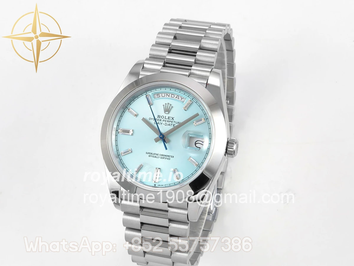 Rolex Day Date 40 SS 228239 QF Ice Blue Crystal Dial on President Bracelet A2836 V6 (200g) - Image 3