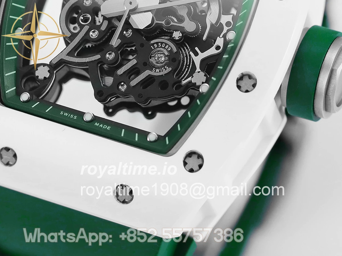 Richard Mille RM 055 White Bubba Watson White Ceramic on Green Rubber - Image 3