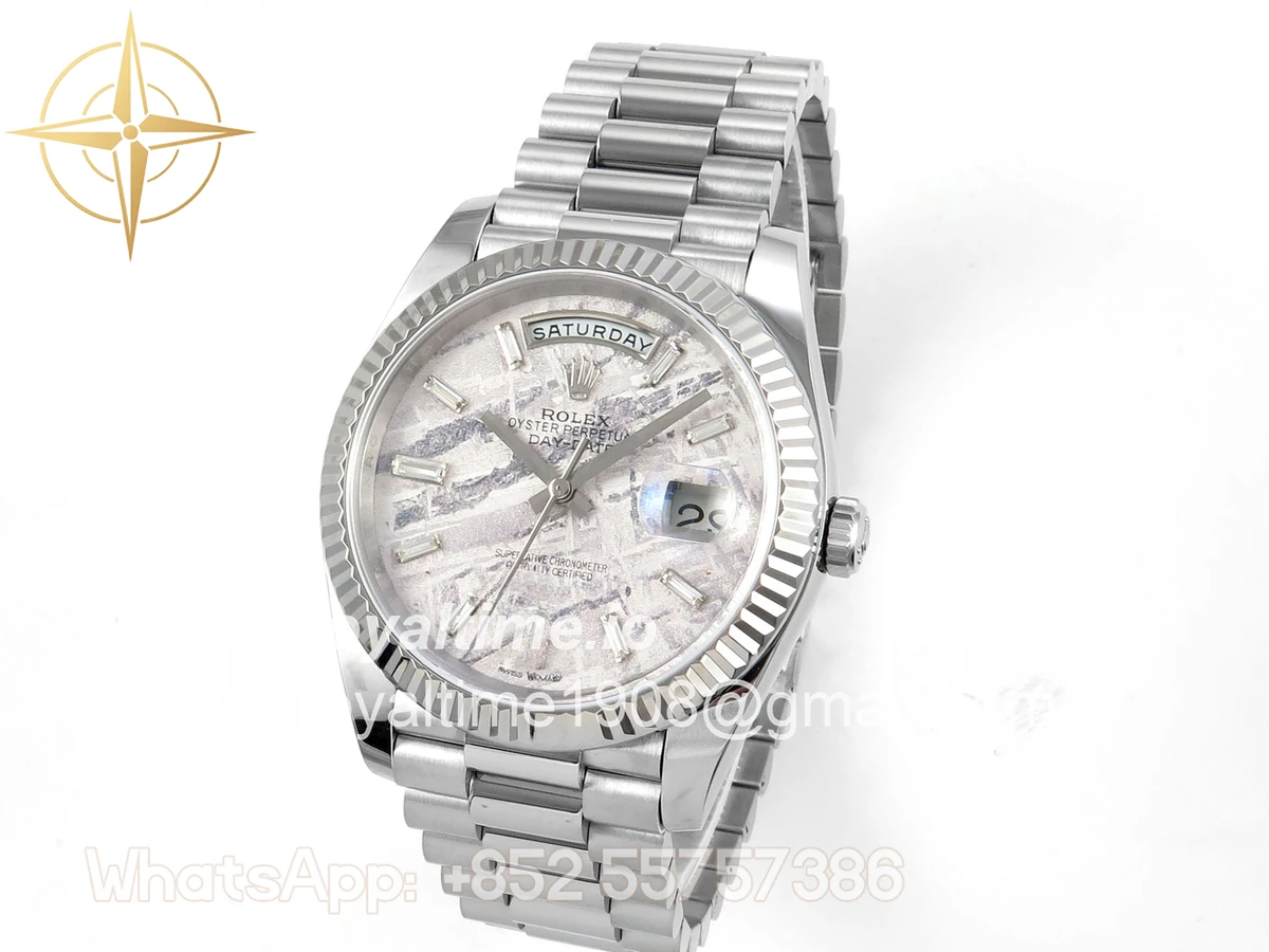 Rolex Day Date 40 SS TMF Meteorite Crystal Dial on President Bracelet VR3255 (Weighted) 208g - Image 3
