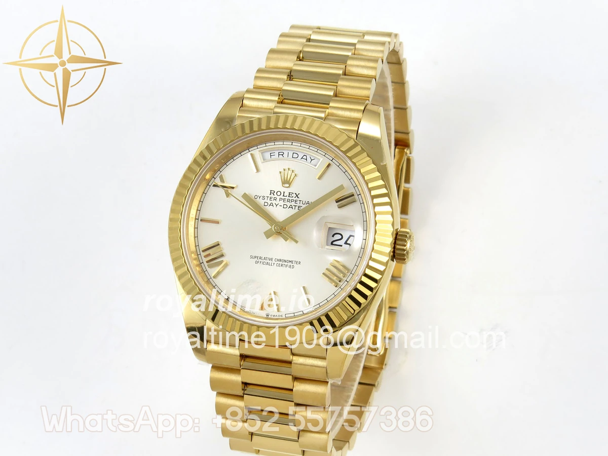 Rolex Day Date 40 YG 228238 QF Silver Roman Dial on President Bracelet A2836 V6 (200g) - Image 3