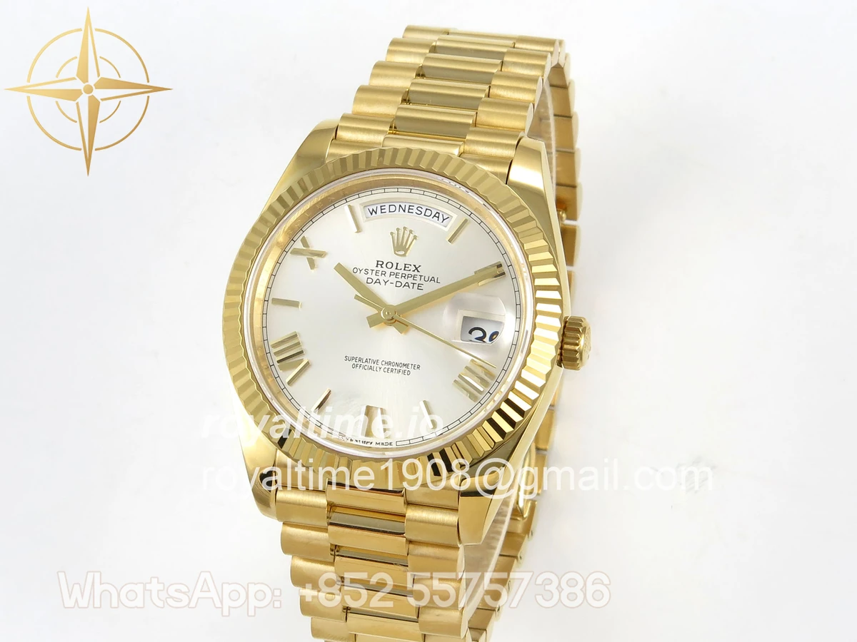 Rolex Day Date 40 YG 228238 QF Silver Roman Dial on President Bracelet VR3255 V8 (190g) - Image 3