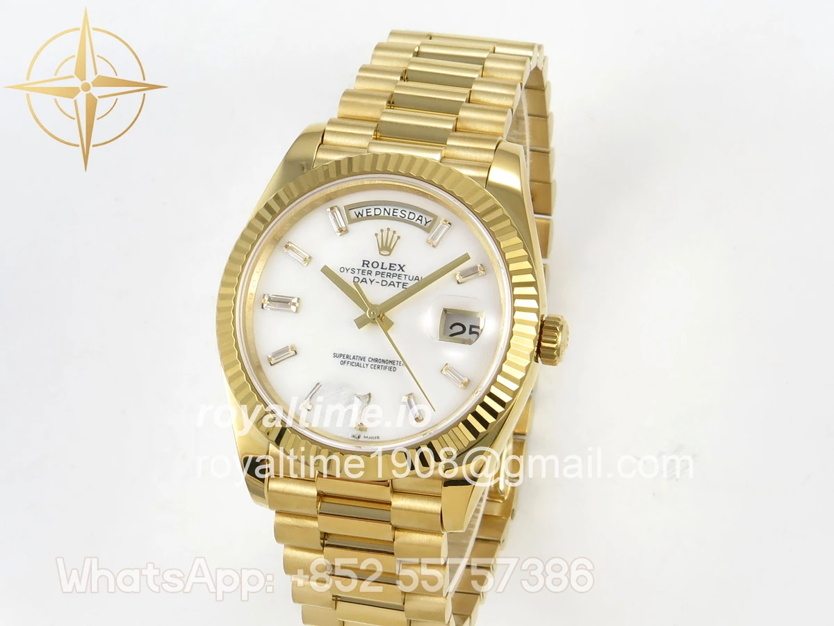 Rolex Day Date 40 YG 228238 QF White Crystal Dial on President Bracelet VR3255 V8 (190g) - Image 3