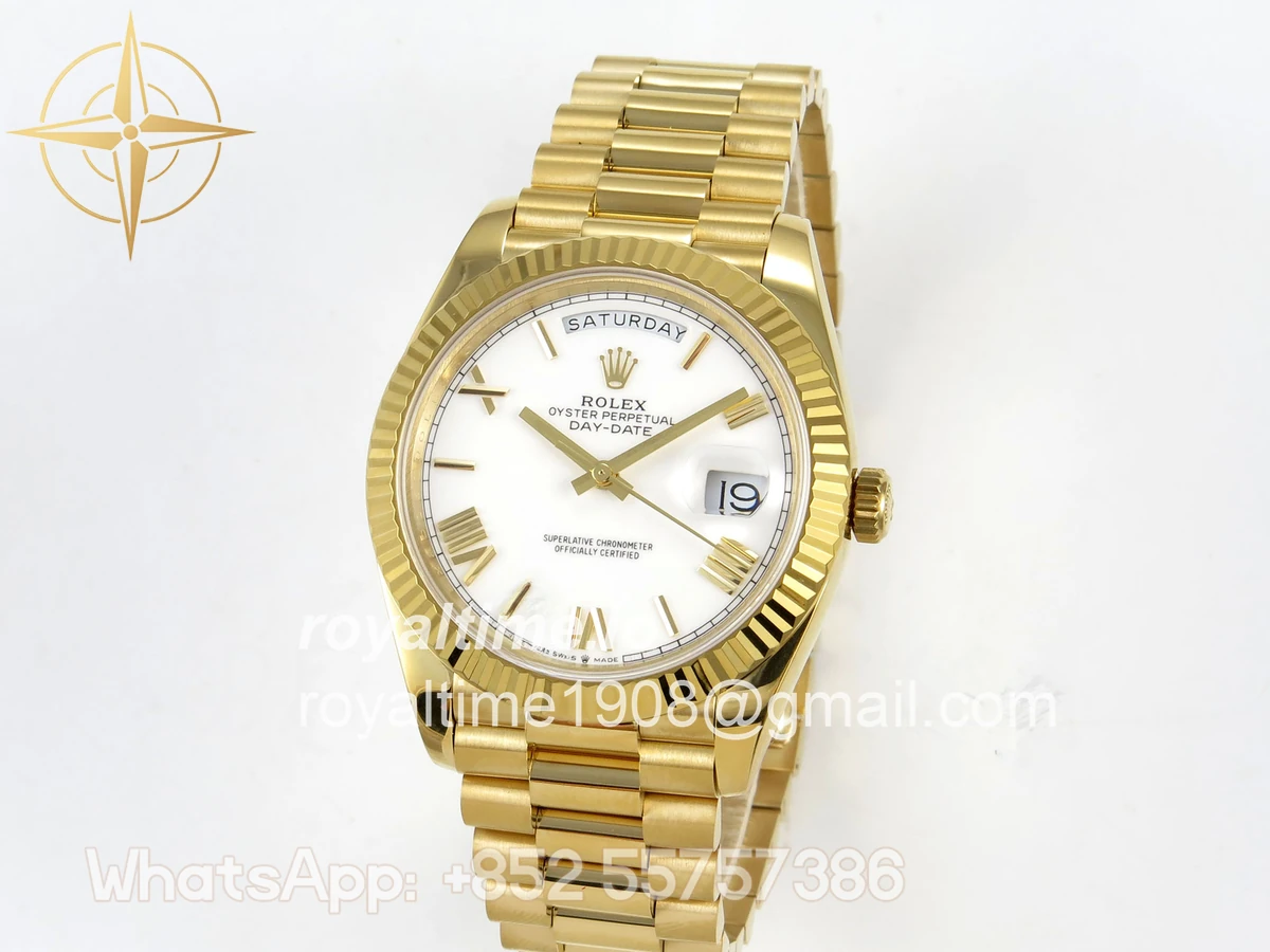 Rolex Day Date 40 YG 228238 QF White Roman Dial on President Bracelet A2836 V6 (200g) - Image 3