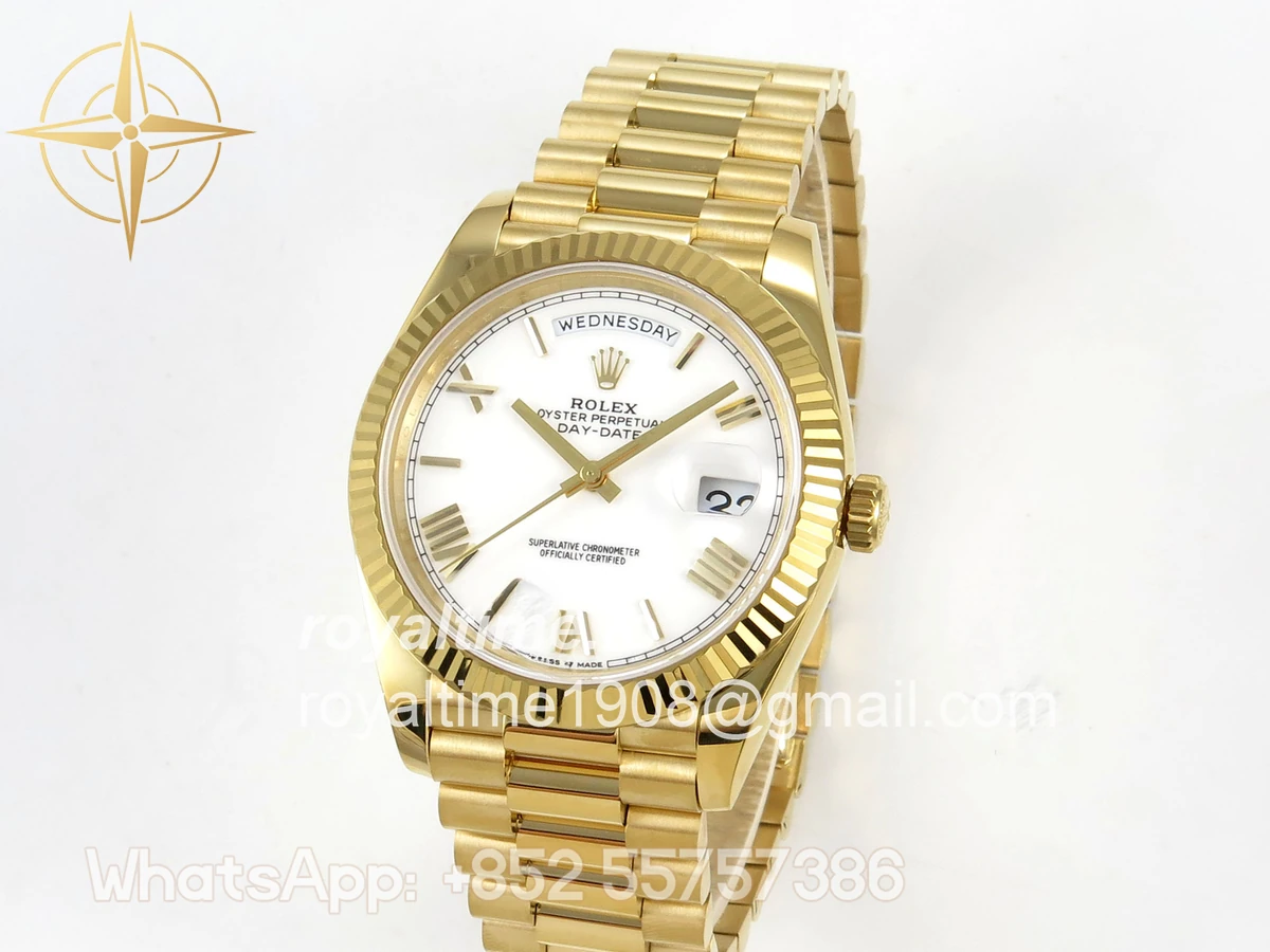 Rolex Day Date 40 YG 228238 QF White Roman Dial on President Bracelet VR3255 V8 (190g) - Image 3