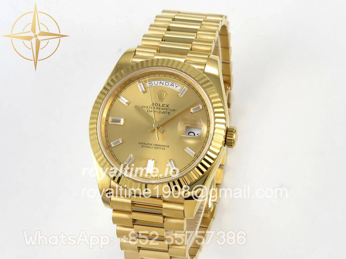 Rolex Day Date 40 YG 228238 QF YG Crystal Dial on President Bracelet VR3255 V8 (190g) - Image 3