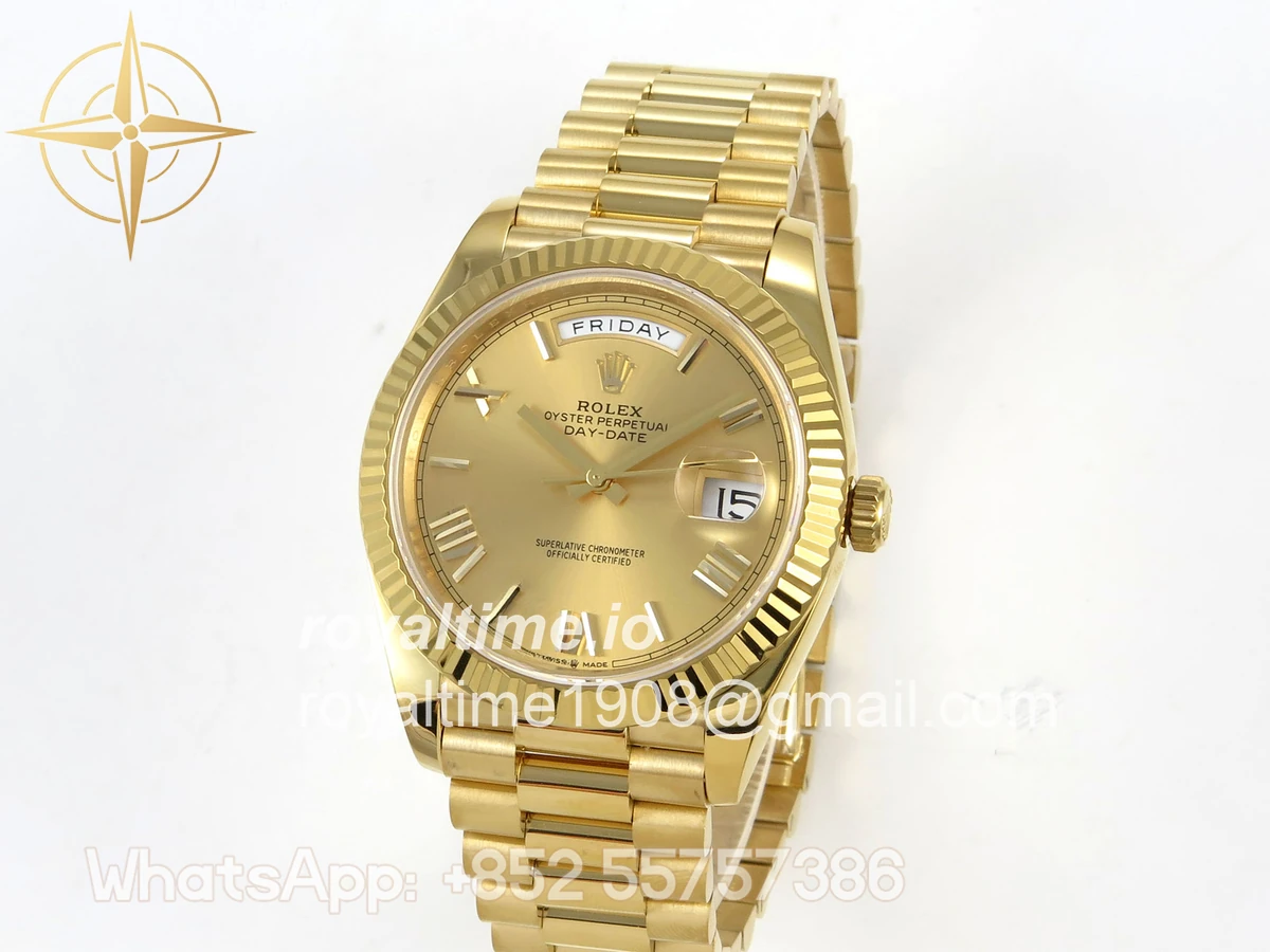 Rolex Day Date 40 YG 228238 QF YG Roman Dial on President Bracelet VR3255 V8 (190g) - Image 3
