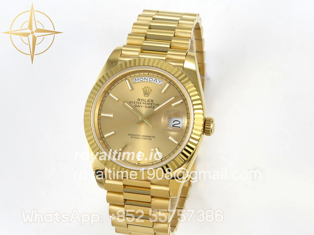 Rolex Day Date 40 YG 228238 QF YG Stick Dial on President Bracelet A2836 V6 (200g) - Image 3