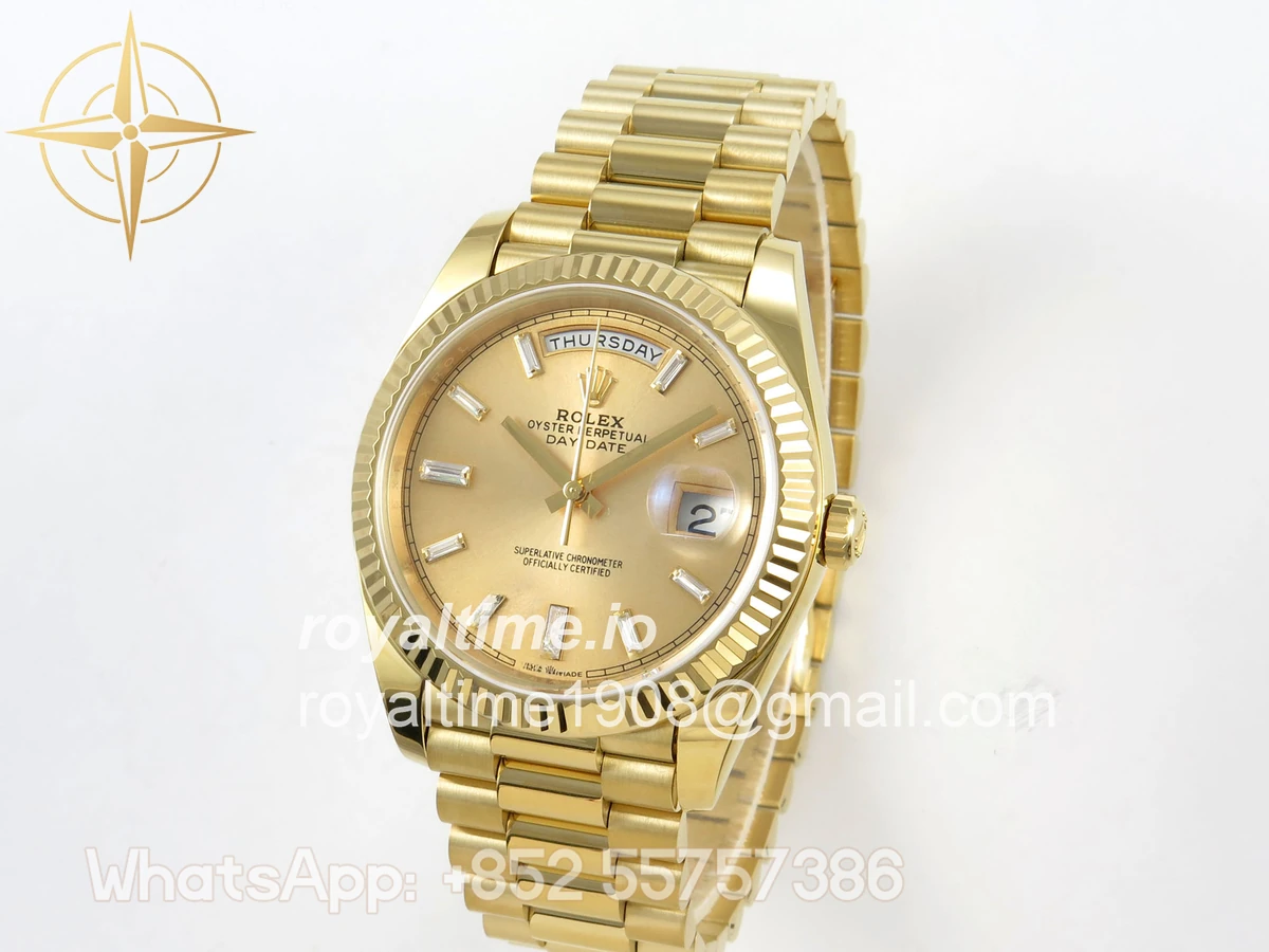 Rolex Day Date 40 YG TMF YG Diamonds Dial on President Bracelet VR3255 (Weighted) 208g - Image 3