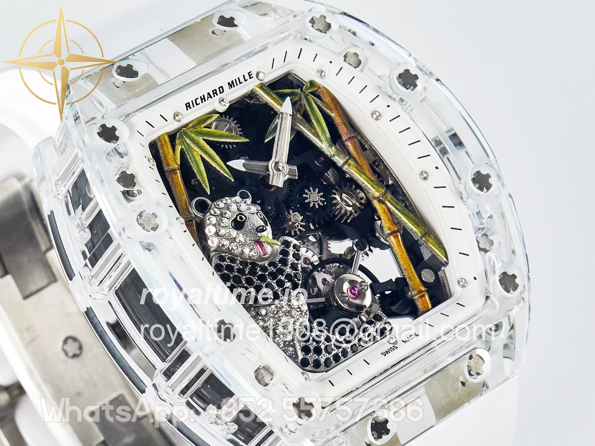 Richard Mille RM026 Transparent Tourbillon RMF Panda Skeleton Dial on Translucent Rubber Strap - Image 3